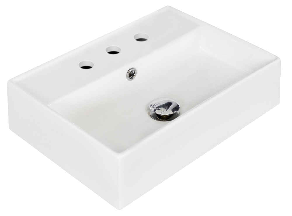 19.75-in. x 13.75-in. Rectangle Bathroom Vessel Sink Set White Enamel Glaze