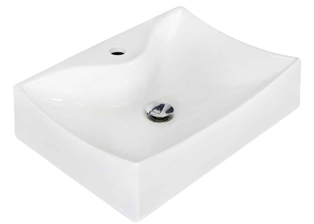 21.5-in. x 15.75-in. Rectangle Bathroom Vessel Sink Set White Enamel Glaze