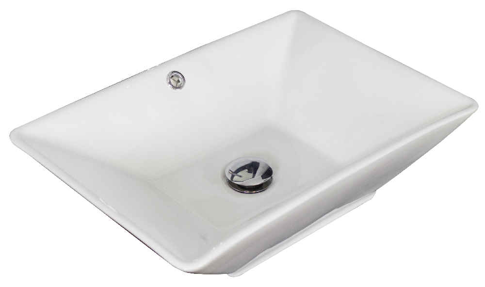 22-in. x 14.75-in. Rectangle Bathroom Vessel Sink Set White Enamel Glaze