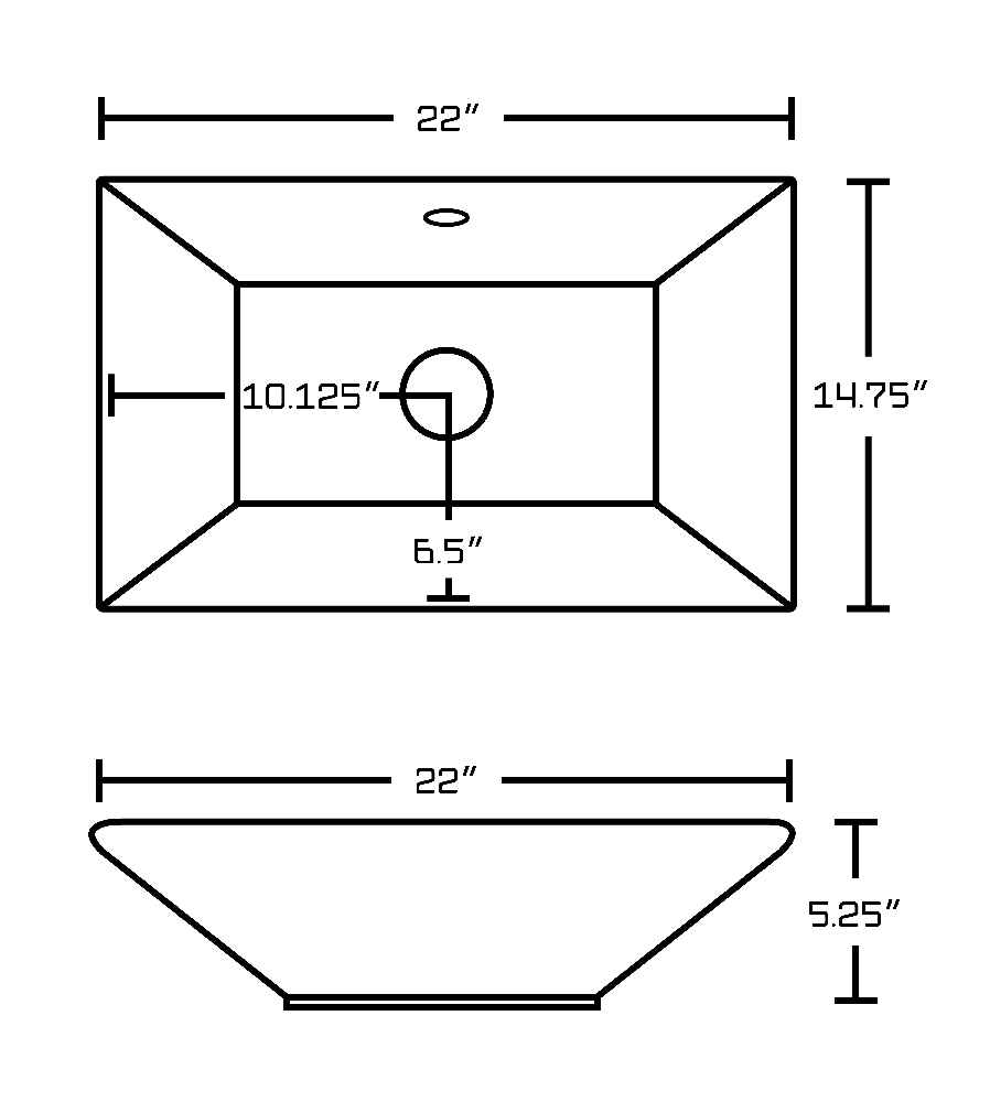 22-in. x 14.75-in. Rectangle Bathroom Vessel Sink Set White Enamel Glaze