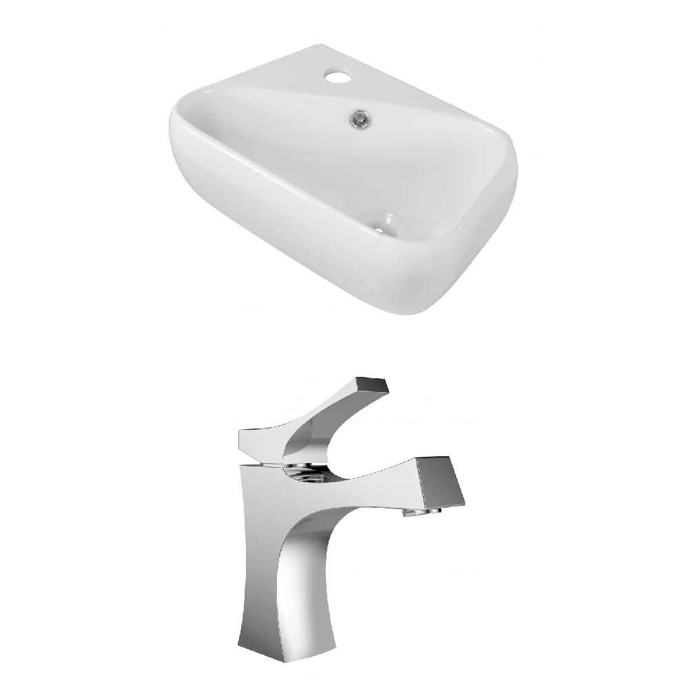 17.5-in. x 11-in. Rectangle Bathroom Vessel Sink Set White Enamel Glaze