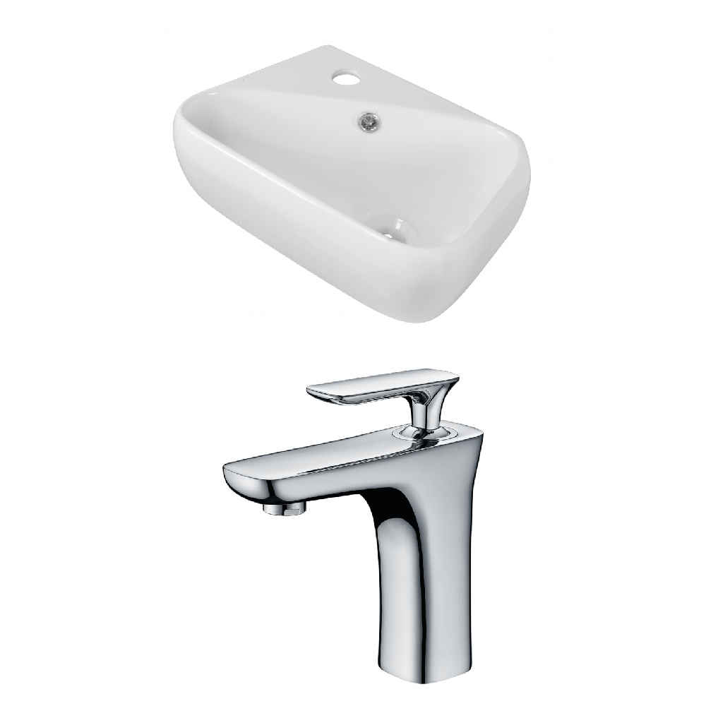 17.5-in. x 11-in. Rectangle Bathroom Vessel Sink Set White Enamel Glaze