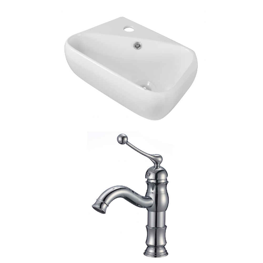 17.5-in. x 11-in. Rectangle Bathroom Vessel Sink Set White Enamel Glaze