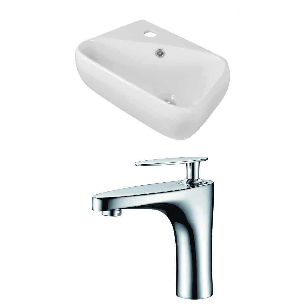 17.5-in. x 11-in. Rectangle Bathroom Vessel Sink Set White Enamel Glaze