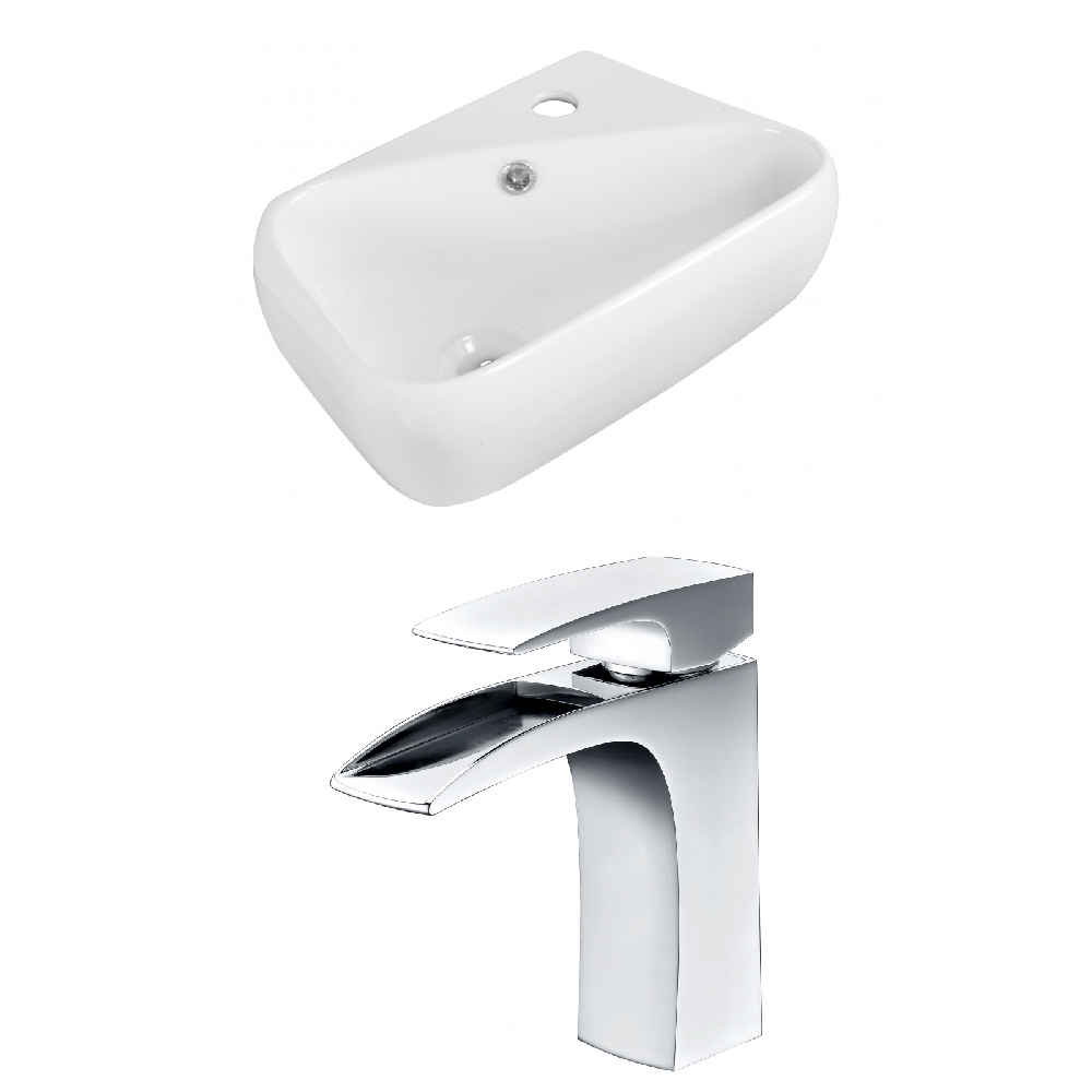 17.5-in. x 11-in. Rectangle Bathroom Vessel Sink Set White Enamel Glaze