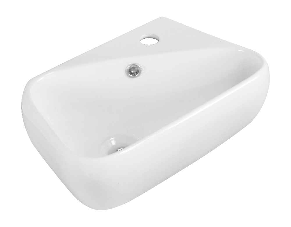 17.5-in. x 11-in. Rectangle Bathroom Vessel Sink Set White Enamel Glaze