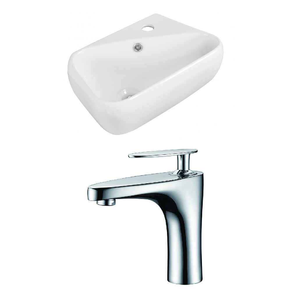 17.75-in. x 11-in. Rectangle Bathroom Vessel Sink Set White Enamel Glaze
