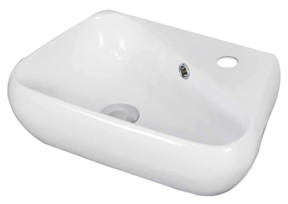 17.5-in. x 11-in. Unique Bathroom Vessel Sink Set White Enamel Glaze