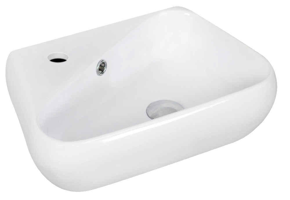 17.5-in. x 11-in. Unique Bathroom Vessel Sink Set White Enamel Glaze