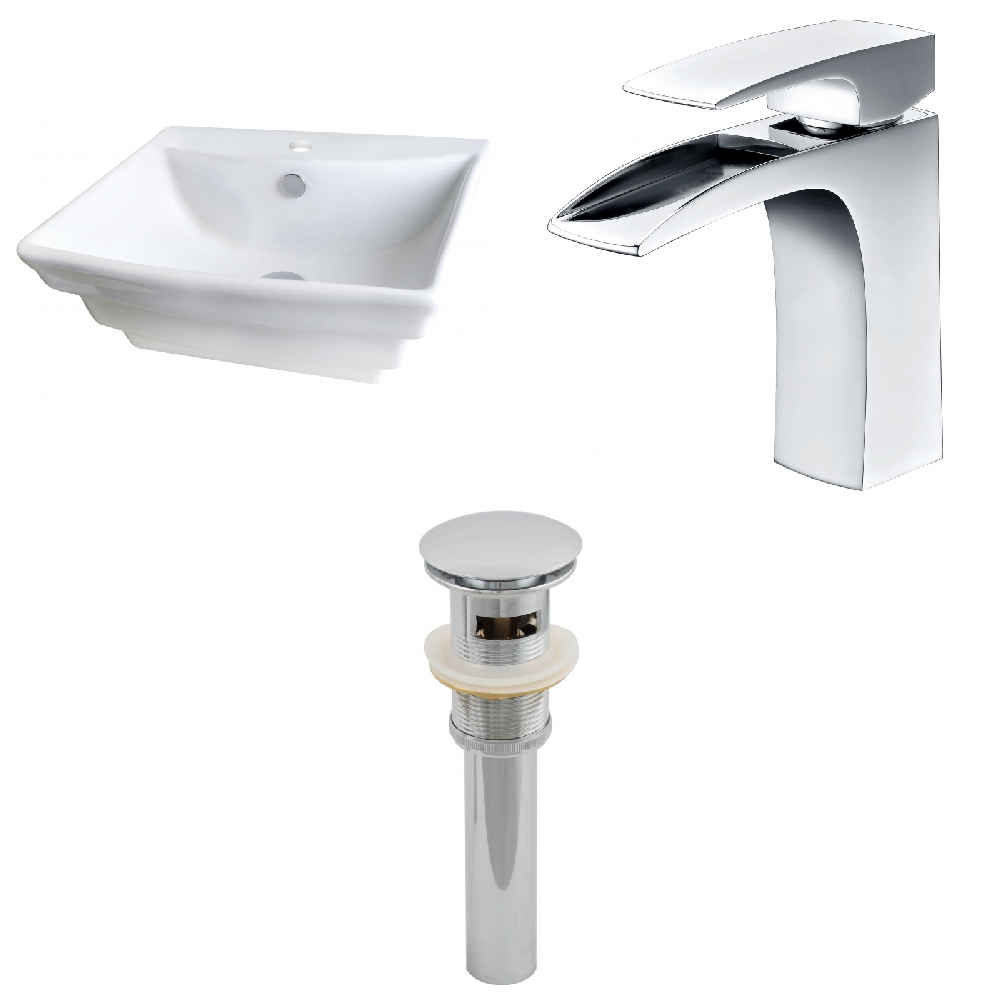 19.75-in. x 17-in. Rectangle Bathroom Vessel Sink Set White Enamel Glaze