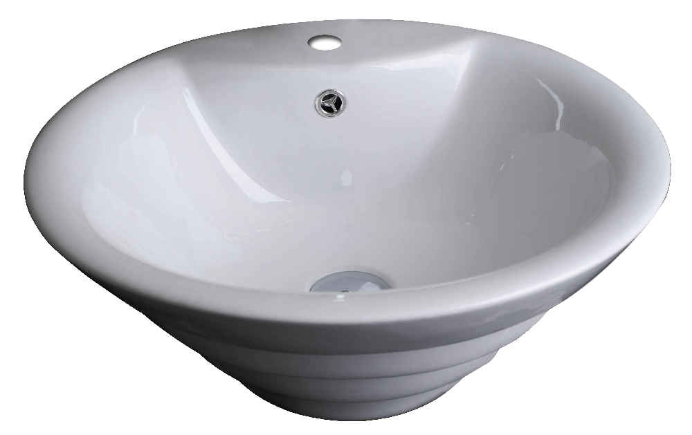 19.25-in. x 19.25-in. Round Bathroom Vessel Sink Set White Enamel Glaze