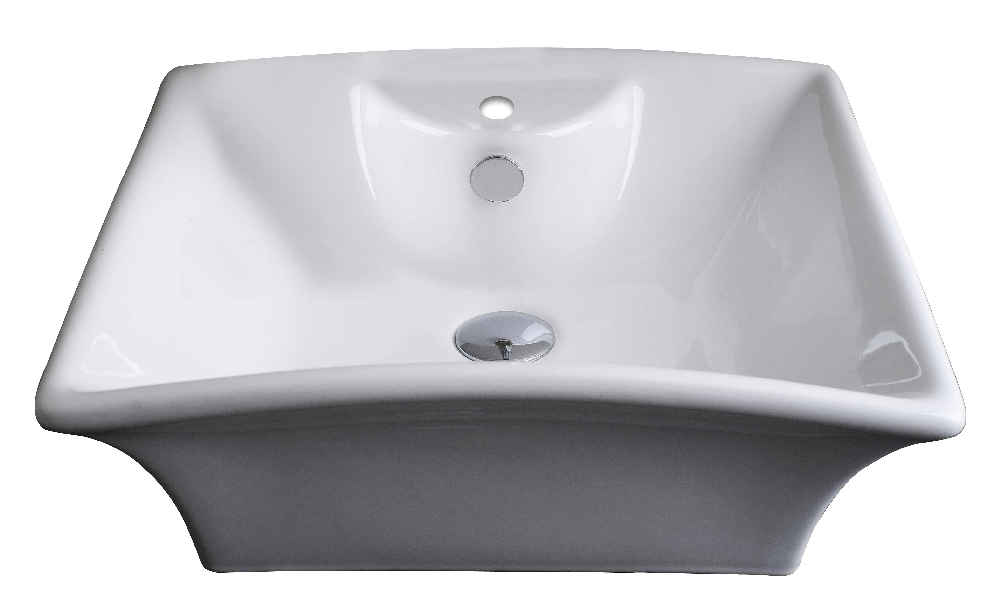 19.5-in. x 16.25-in. Rectangle Bathroom Vessel Sink Set White Enamel Glaze