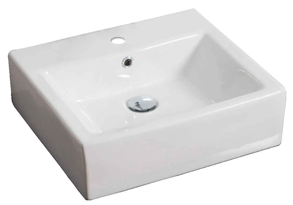 21-in. x 16.5-in. Rectangle Bathroom Vessel Sink Set White Enamel Glaze