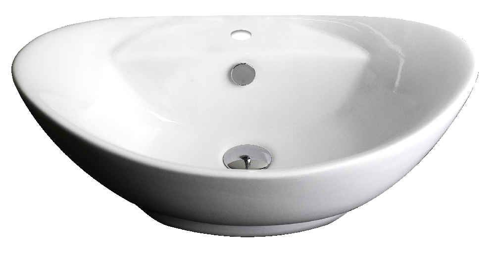 23-in. x 15.25-in. Oval Bathroom Vessel Sink Set White Enamel Glaze