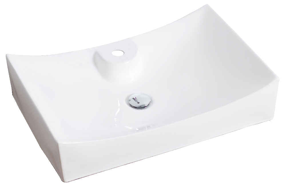 26-in. x 17.75-in. Rectangle Bathroom Vessel Sink Set White Enamel Glaze