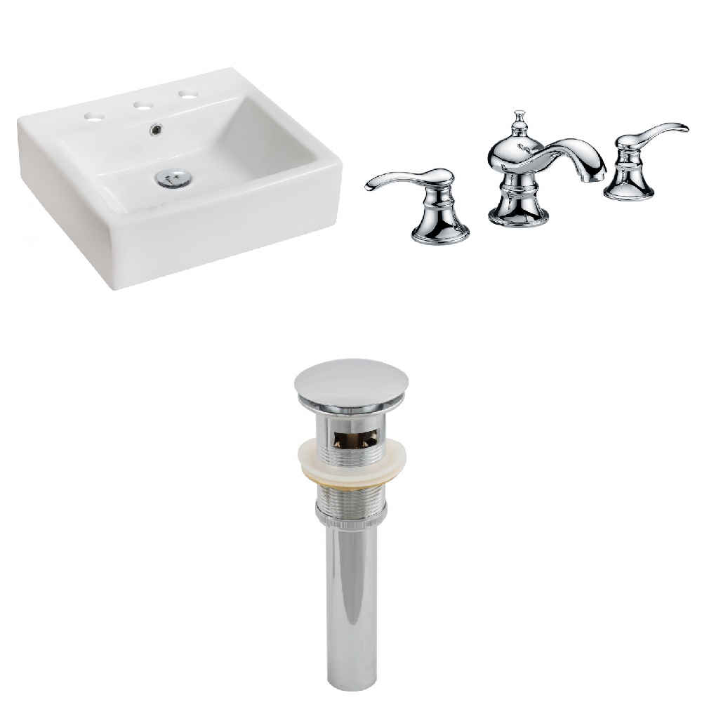 21-in. x 16.5-in. Rectangle Bathroom Vessel Sink Set White Enamel Glaze