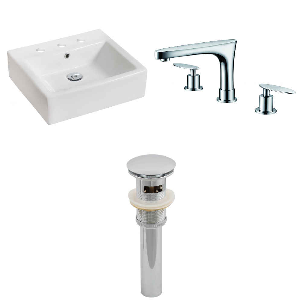 21-in. x 16.5-in. Rectangle Bathroom Vessel Sink Set White Enamel Glaze
