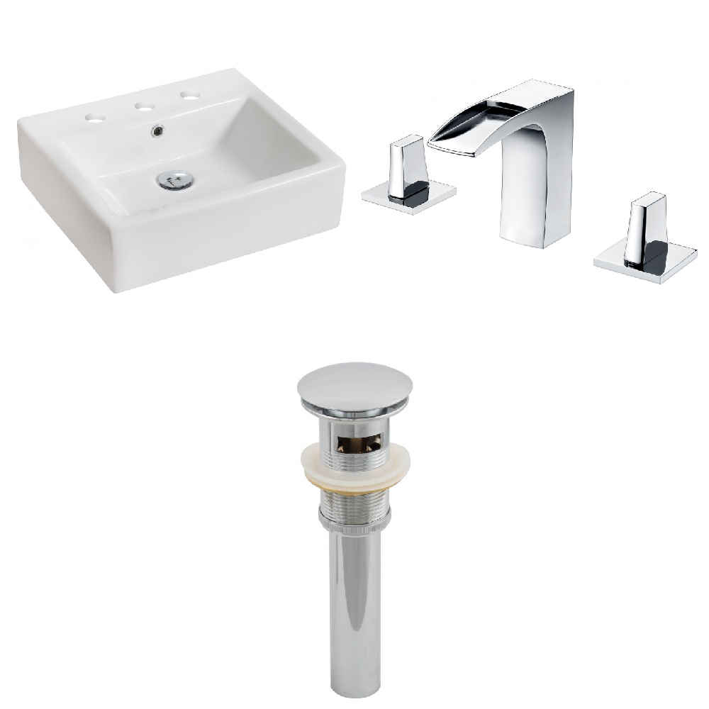 21-in. x 16.5-in. Rectangle Bathroom Vessel Sink Set White Enamel Glaze