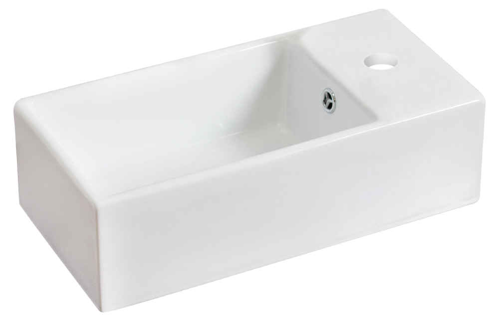 19.25-in. x 9.5-in. Rectangle Bathroom Vessel Sink Set White Enamel Glaze