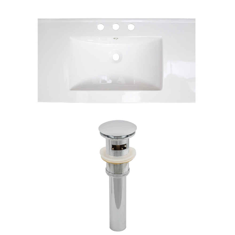 35.5-in. W 3H8-in. Ceramic Top Set In White Color - Overflow Drain Incl.