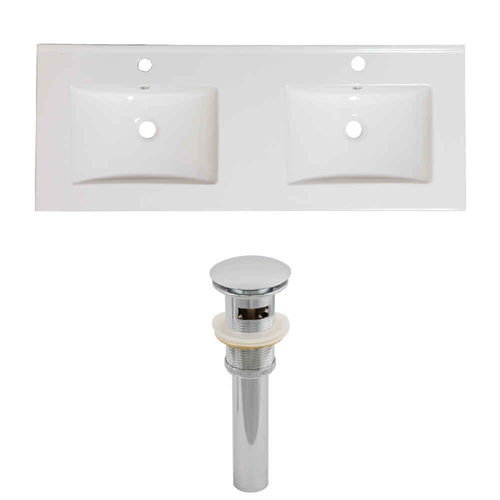 48-in. W 1 Hole Ceramic Top Set In White Color - Overflow Drain Incl.