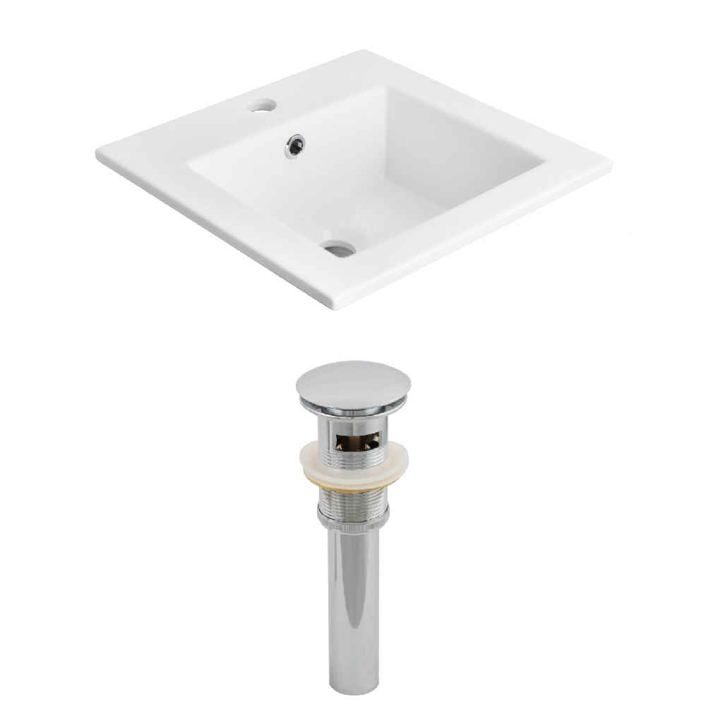 21-in. W 1 Hole Ceramic Top Set In White Color - Overflow Drain Incl.