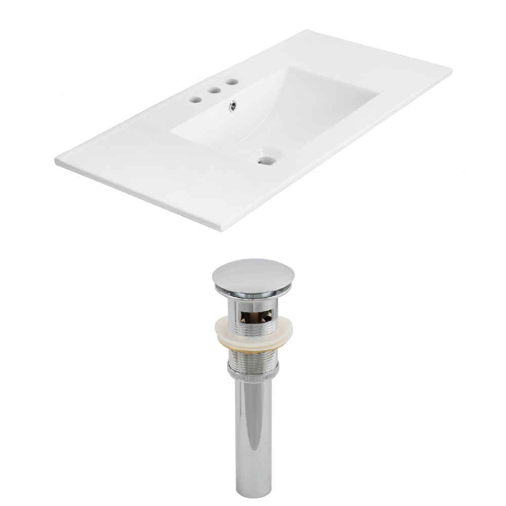 35.5-in. W 3H4-in. Ceramic Top Set In White Color - Overflow Drain Incl.