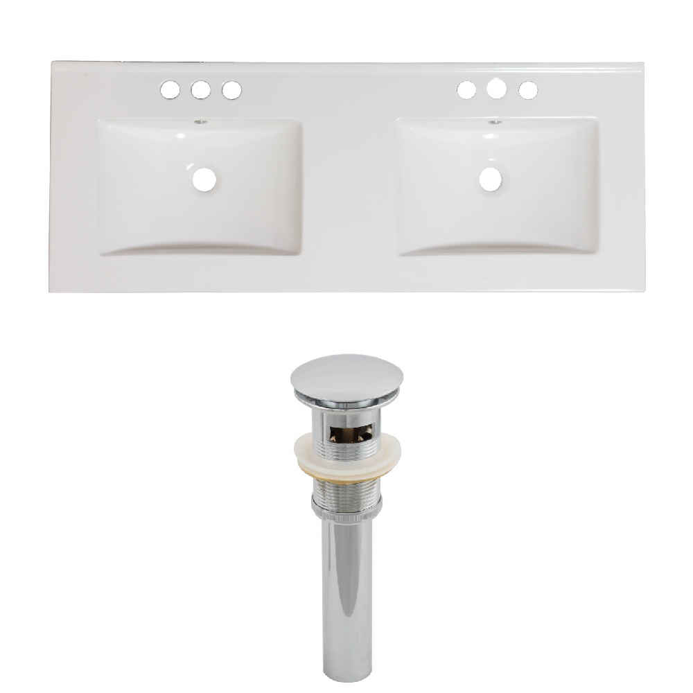 59-in. W 3H4-in. Ceramic Top Set In White Color - Overflow Drain Incl.