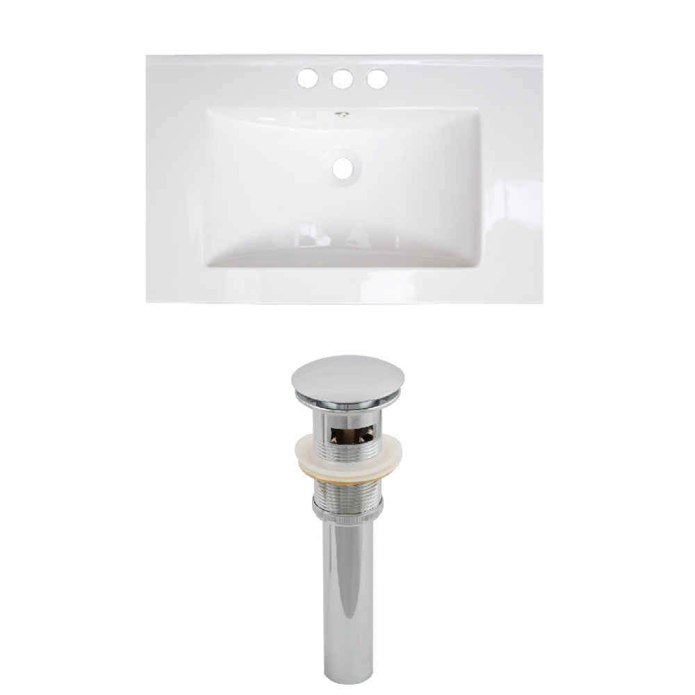 30-in. W 3H4-in. Ceramic Top Set In White Color - Overflow Drain Incl.