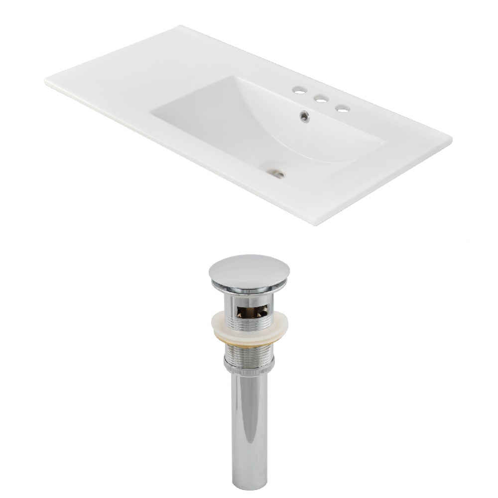 35.5-in. W 3H4-in. Ceramic Top Set In White Color - Overflow Drain Incl.