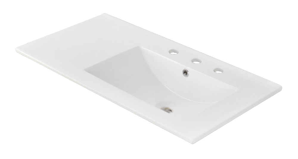 35.5-in. W 3H8-in. Ceramic Top Set In White Color - Overflow Drain Incl.