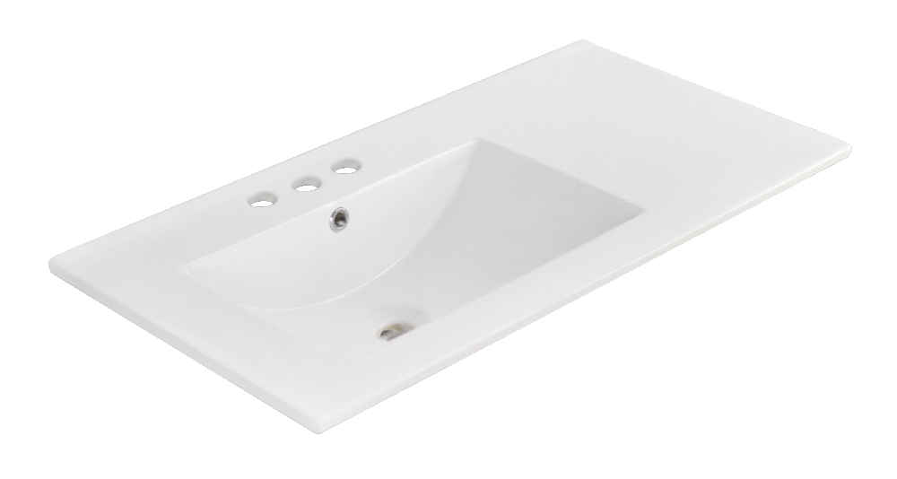 35.5-in. W 3H4-in. Ceramic Top Set In White Color - Overflow Drain Incl.