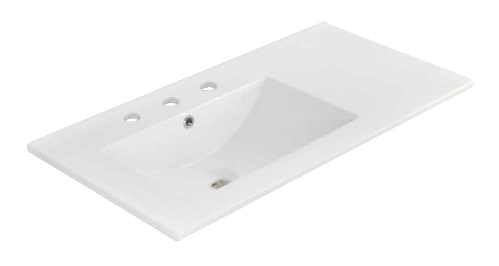 35.5-in. W 3H8-in. Ceramic Top Set In White Color - Overflow Drain Incl.