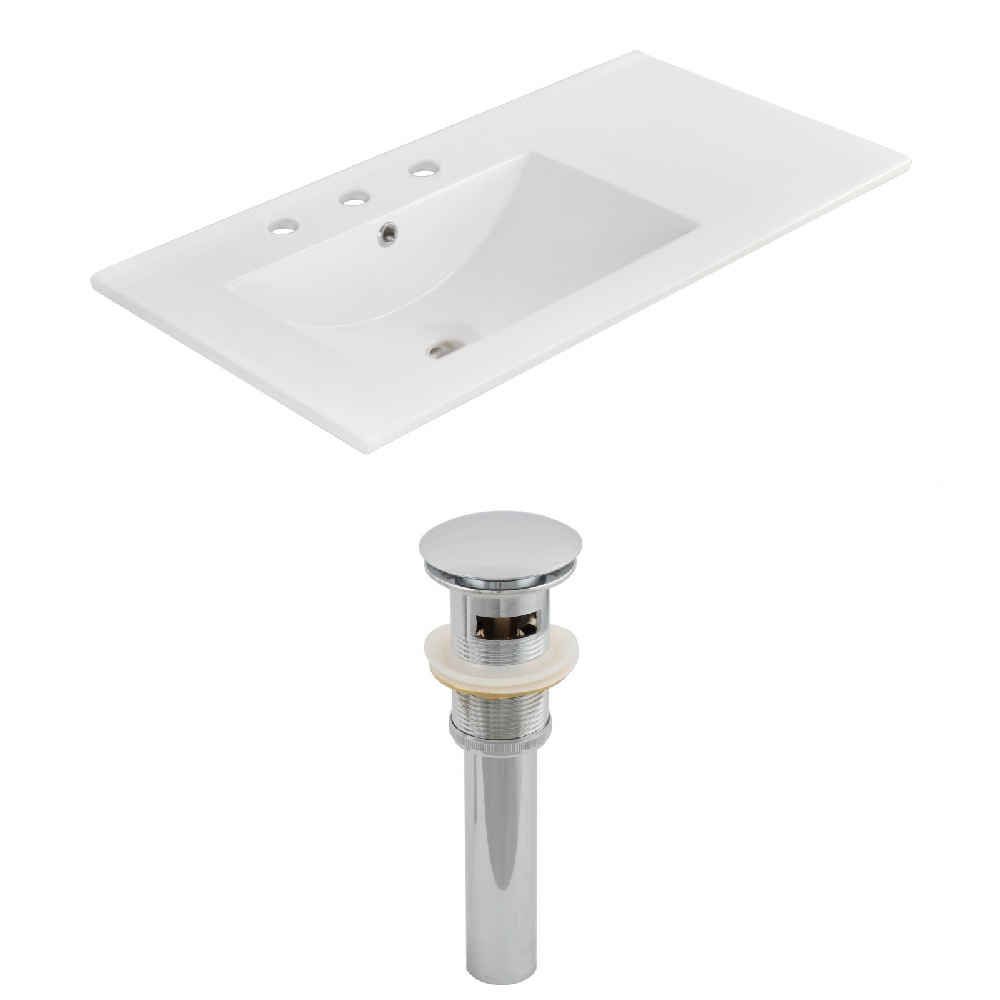 35.5-in. W 3H8-in. Ceramic Top Set In White Color - Overflow Drain Incl.