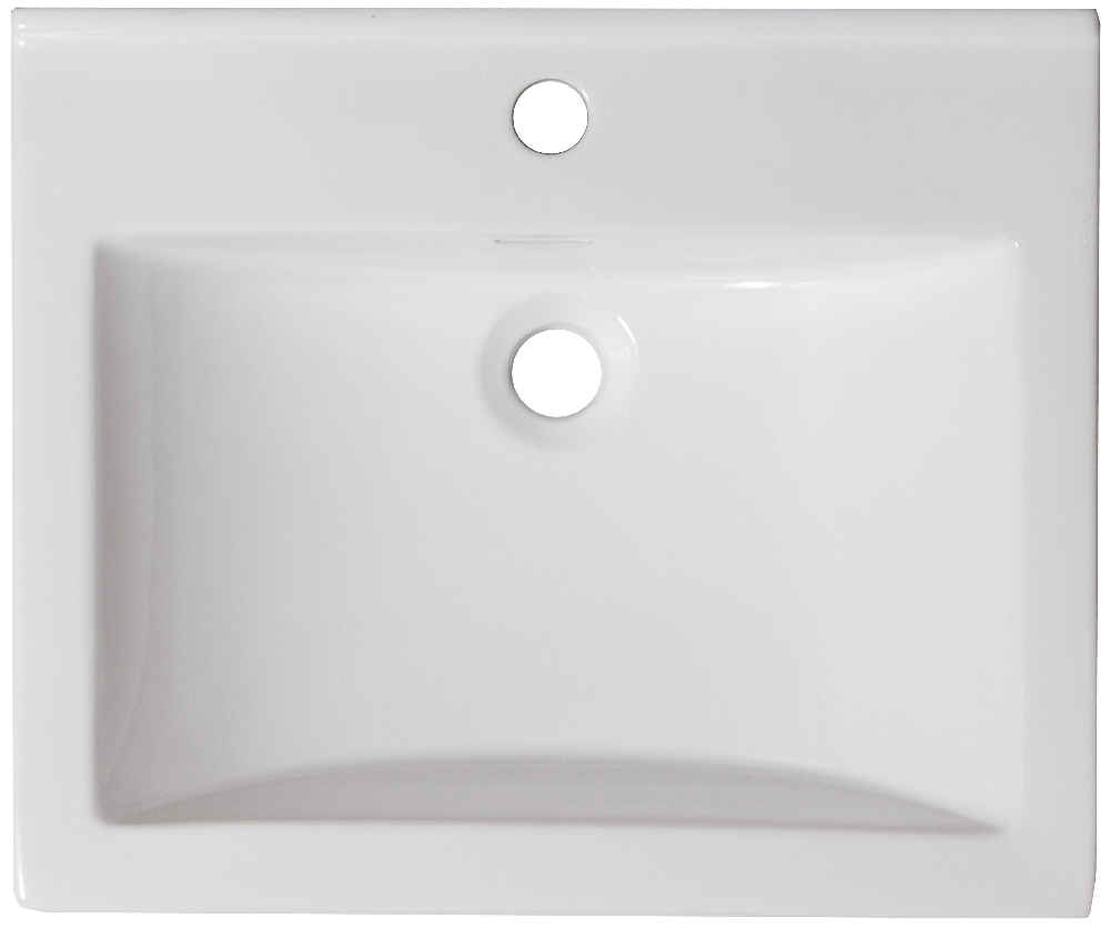 21-in. W 1 Hole Ceramic Top Set In White Color - Overflow Drain Incl.