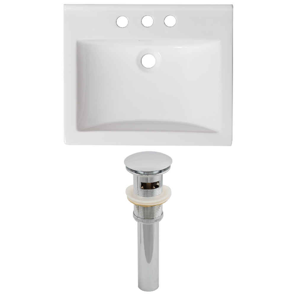 21-in. W 3H4-in. Ceramic Top Set In White Color - Overflow Drain Incl.