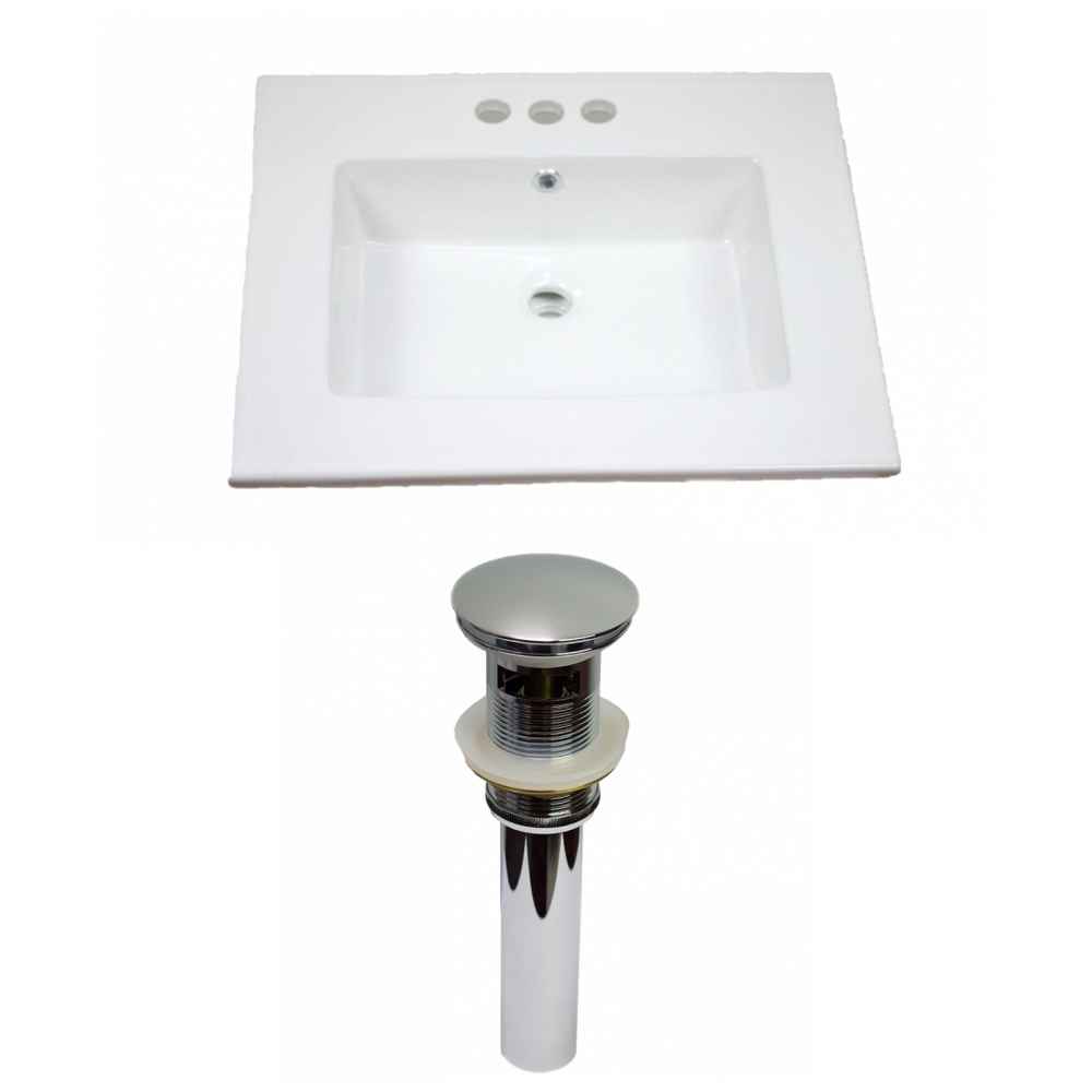 25-in. W 3H4-in. Ceramic Top Set In White Color - Overflow Drain Incl.
