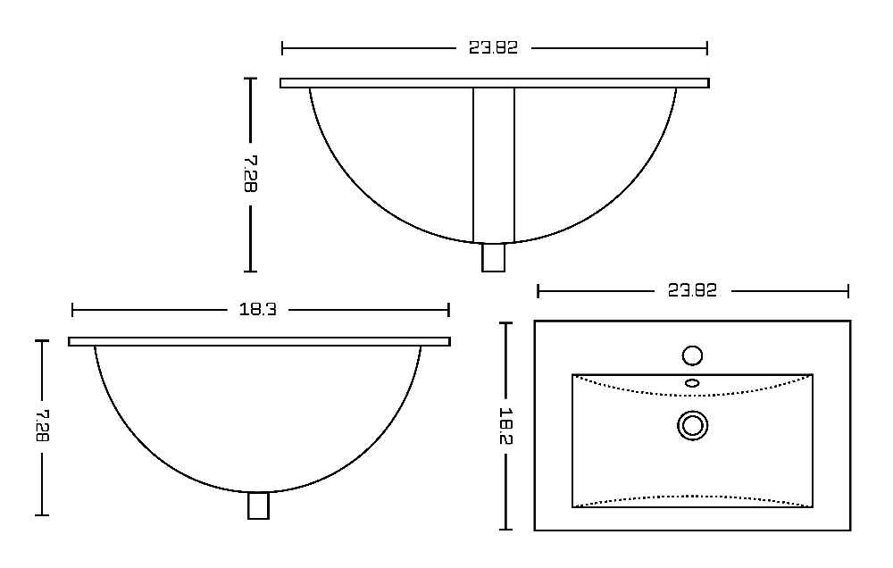 24-in. W 1 Hole Ceramic Top Set In White Color - Overflow Drain Incl.
