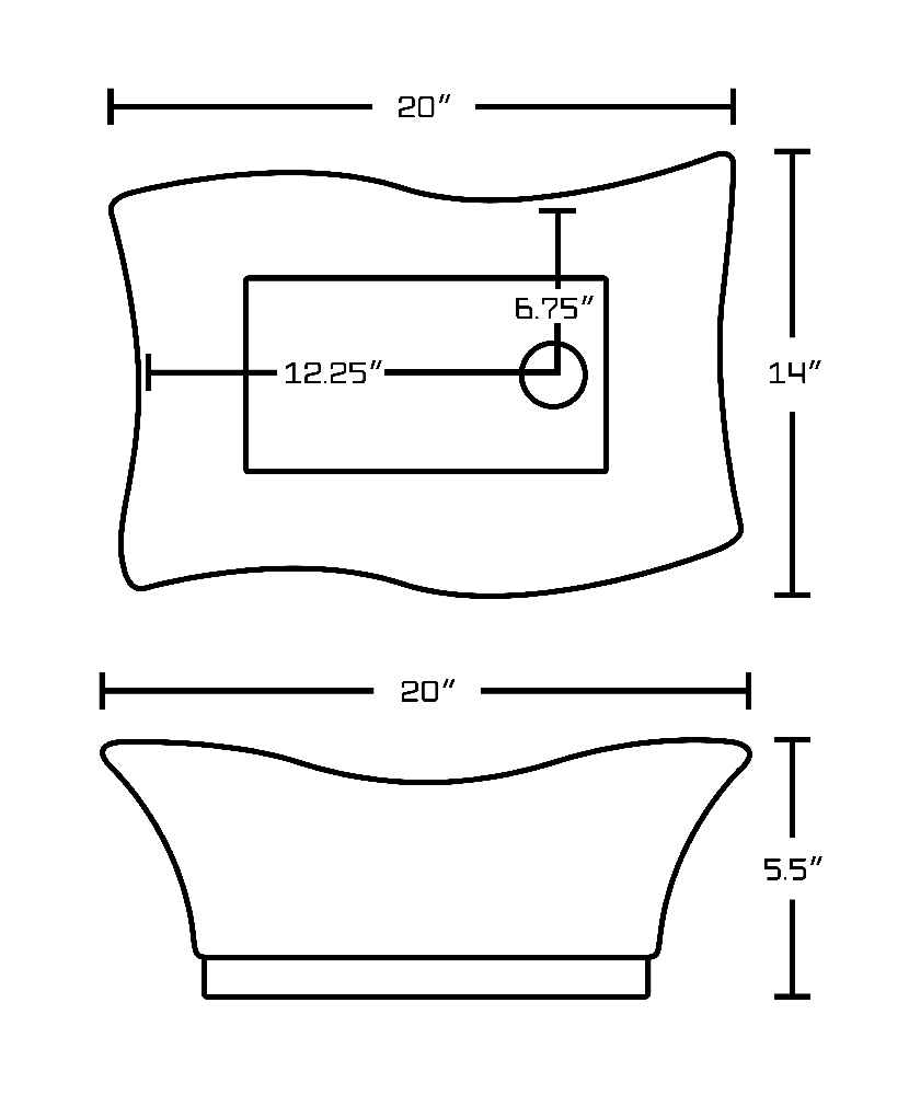 20-in. x 14-in. Unique Bathroom Vessel Sink Set White Enamel Glaze