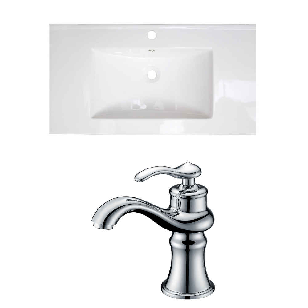 35.5-in. W 1 Hole Ceramic Top Set In White Color