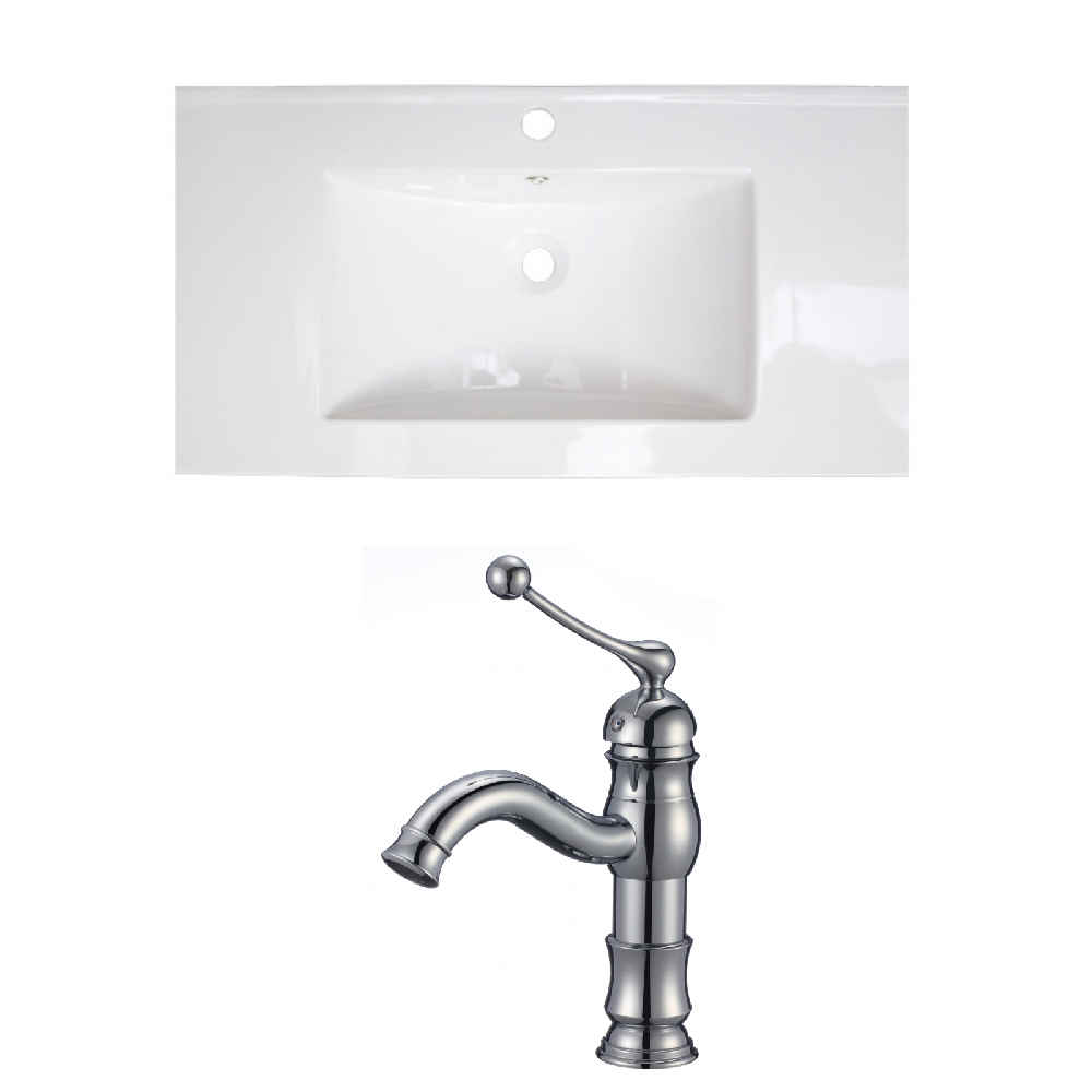 35.5-in. W 1 Hole Ceramic Top Set In White Color