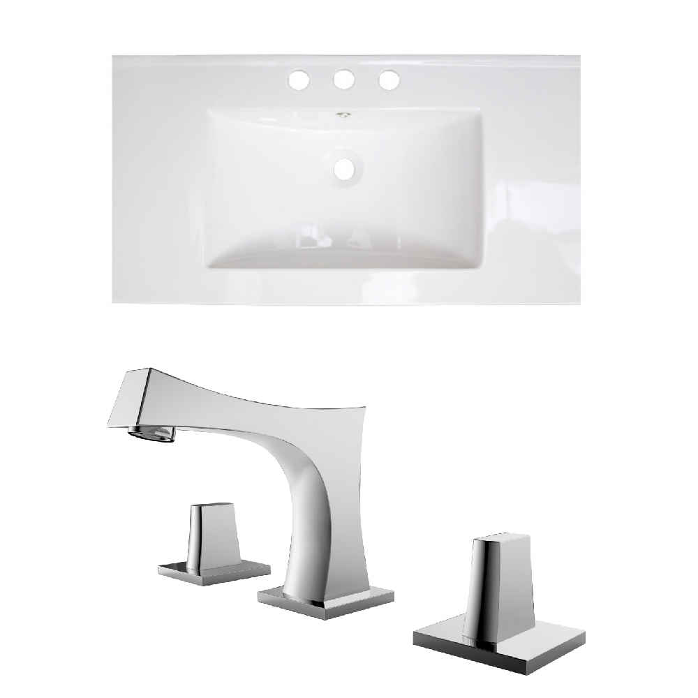 35.5-in. W 3H8-in. Ceramic Top Set In White Color