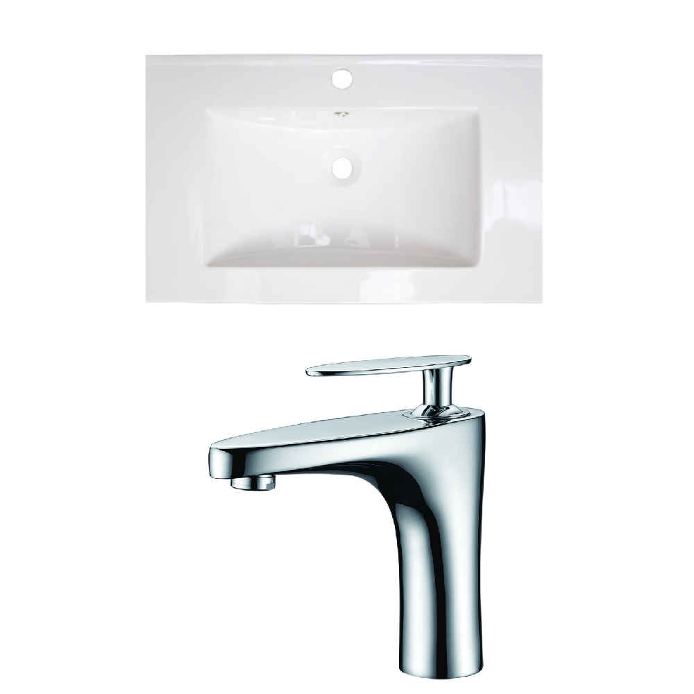 23.75-in. W 1 Hole Ceramic Top Set In White Color