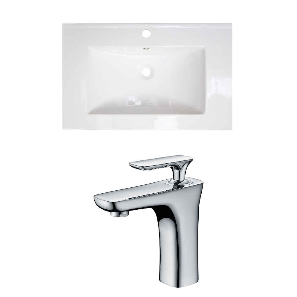 23.75-in. W 1 Hole Ceramic Top Set In White Color