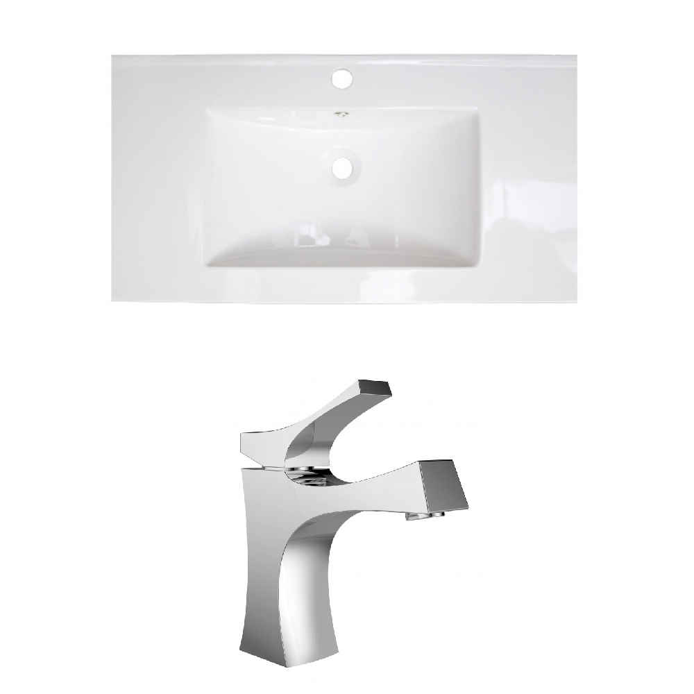 32-in. W 1 Hole Ceramic Top Set In White Color