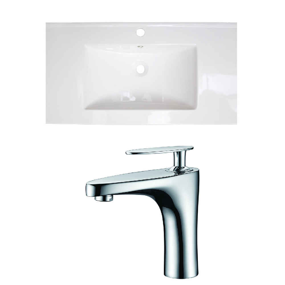 32-in. W 1 Hole Ceramic Top Set In White Color