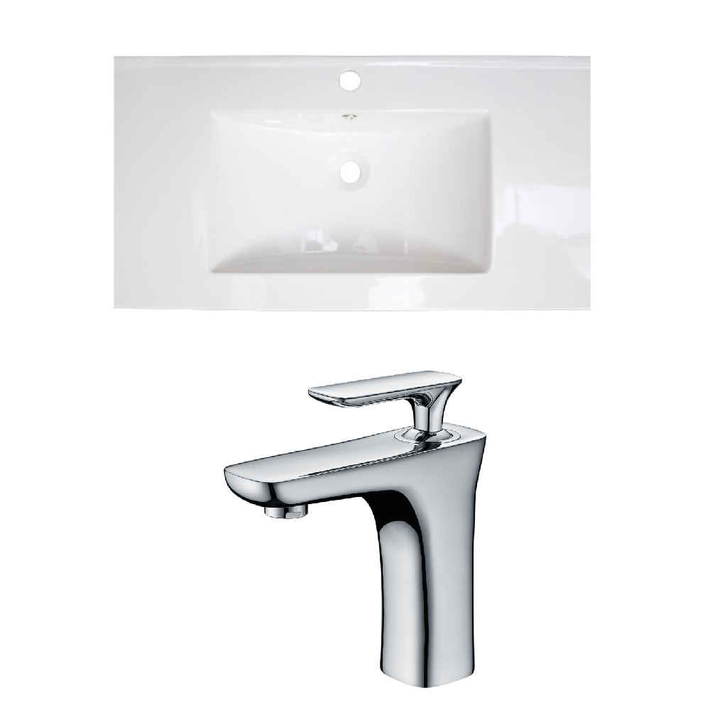 32-in. W 1 Hole Ceramic Top Set In White Color
