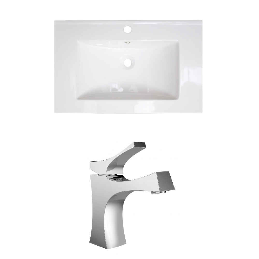 23.75-in. W 1 Hole Ceramic Top Set In White Color