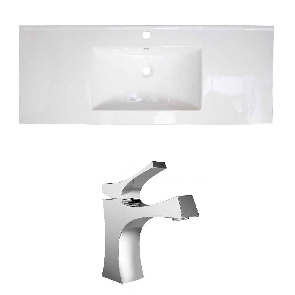 48-in. W 1 Hole Ceramic Top Set In White Color