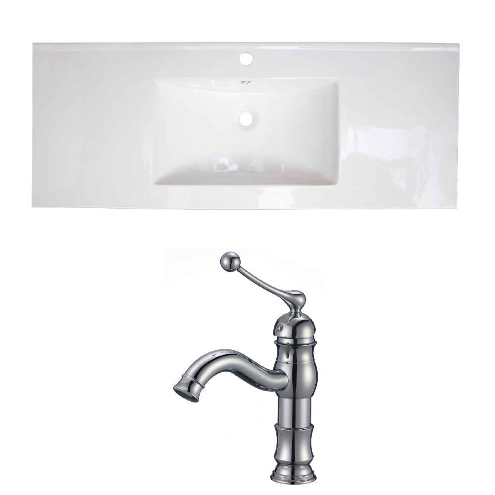 48-in. W 1 Hole Ceramic Top Set In White Color